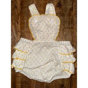 Vintage Stone Apparel Baby Girl Ruffle Bubble Romper 12M Made in USA Floral